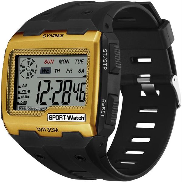 Exibição de tela grande quadrada novo design de marca relógio eletrônico masculino luminoso à prova d' água multifuncional esportes ao ar livre watch2250U