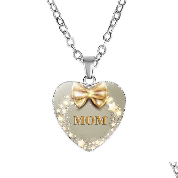 Anhänger Halsketten Neue Liebe Dich Mama Halskette Glas Herzform Anhänger Beste Modeschmuck Mutter Geschenk Drop Ship Lieferung Dh5Xb