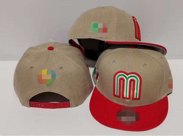Novo design México bonés ajustáveis Letra M Hip Hop Chapéus Bonés de beisebol Adulto Flat Peak Para Homens Mulheres tamanho livre H2-7.6