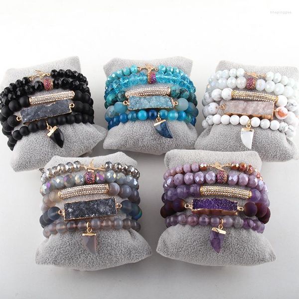 Strang MD Mode Perlen Schmuck Armband Schöne Natürliche Stein Charme 5pc Armbänder Sets Für Frauen Jewelryes DropShip