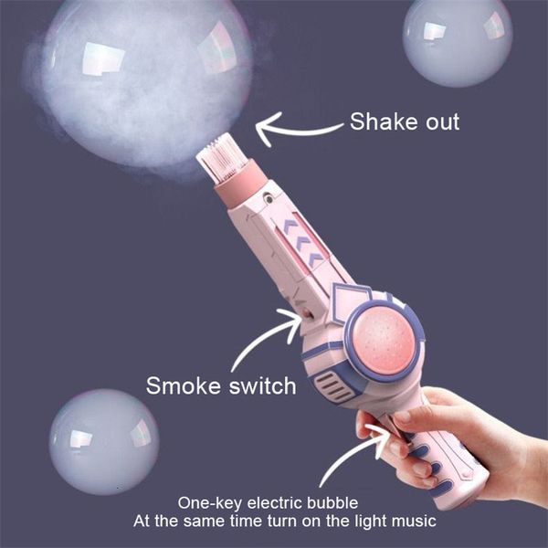 Novidade Jogos Summer Smoke Magic Bubble Machine Elétrico Automático Bubble Blower Maker Gun Carregamento USB Crianças Brinquedos Ao Ar Livre 230706