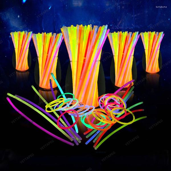 Decorazione del partito 100pcs / 50pcs Glow Sticks Fluorescenza Light In The Dark Bracciale Collana Neon Matrimonio Compleanno Puntelli Decor