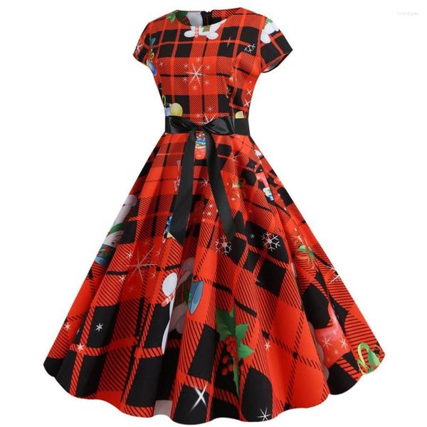 Abiti casual da donna vintage manica corta Natale anni '50 casalinga da sera abito da ballo occasione formale sciolto