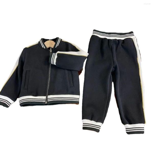 Tute da uomo Primavera Autunno Ragazzi Ragazze Set di abbigliamento Felpa con cerniera a maniche lunghe Cappotto Pantaloni Tuta sportiva a righe Tuta da 2 pezzi