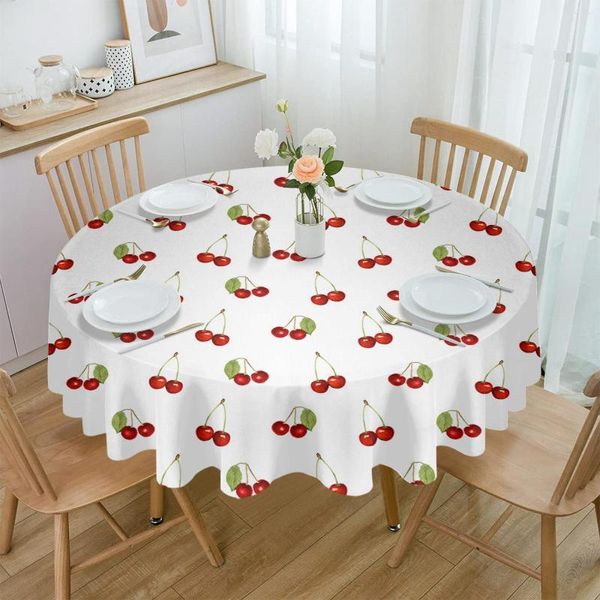 Toalha de mesa cereja frutas vintage rodada férias toalha de mesa à prova d'água decoração de aniversário festa capa de café tapete de piquenique