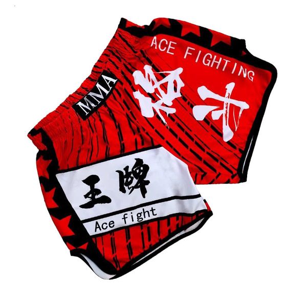 Shorts Masculino Calça Boxe Impressão Muay Thai Shorts Confortável Kickboxing Fight Grappling MMA Red Boxe Pant Sanda Atacado Personalizado 230706