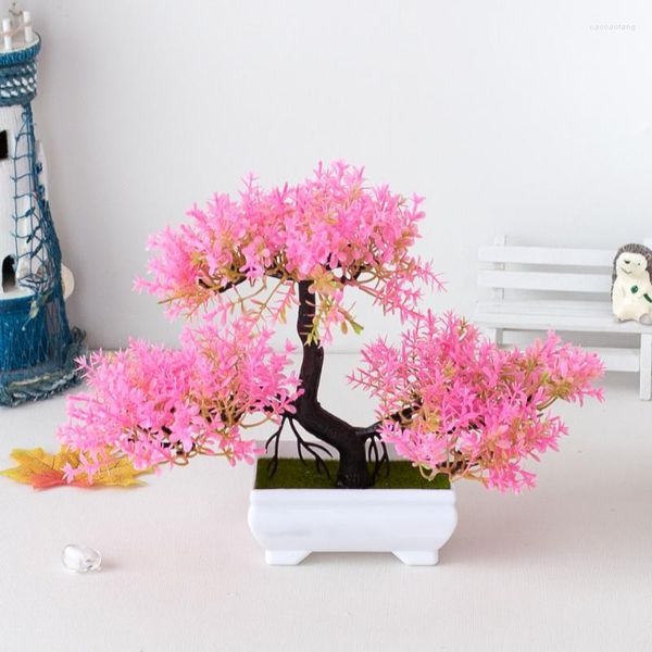 Dekoratif çiçekler yapay bitkiler bonsai sahte bitki saksı süslemeleri ev el bahçe masa dekorasyon küçük ağaç pot aksesuarları