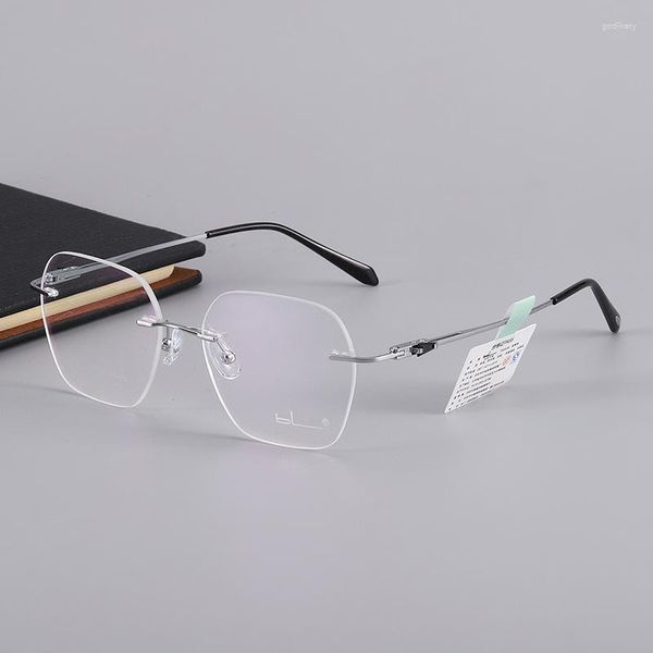 Sonnenbrille Rahmen D30 Retro Mode Ultraleichte Legierung Polygon Brillen Randlose Optische Brillen Rahmen Luxus Mann Und Frau