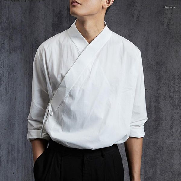 Мужские повседневные рубашки кимоно кардиган японские куртки хлопок открытый передний легкий белье юката