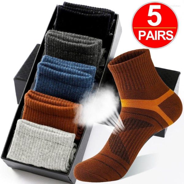 Männer Socken 5Pairs Männer Baumwolle Schwarz Sport Hohe Qualität Casual Run Winter Für Schweiß Absorption Atmungsaktive Männliche Socke