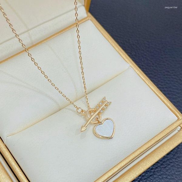 CHOKER CHOKER'S ARROW ONE PIERCED CLAILACLE Chain Love Heart Shell Peach Ожерелье для женщин -ювелирных изделий для женщин -ювелирных изделий