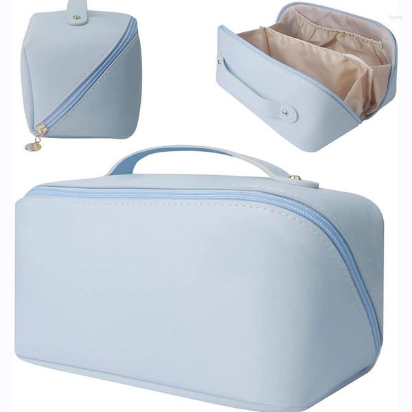 Bolsas de cosméticos multifuncional bolsa de higiene de viagem PU grande capacidade armazenamento conveniente para lavagem feminina