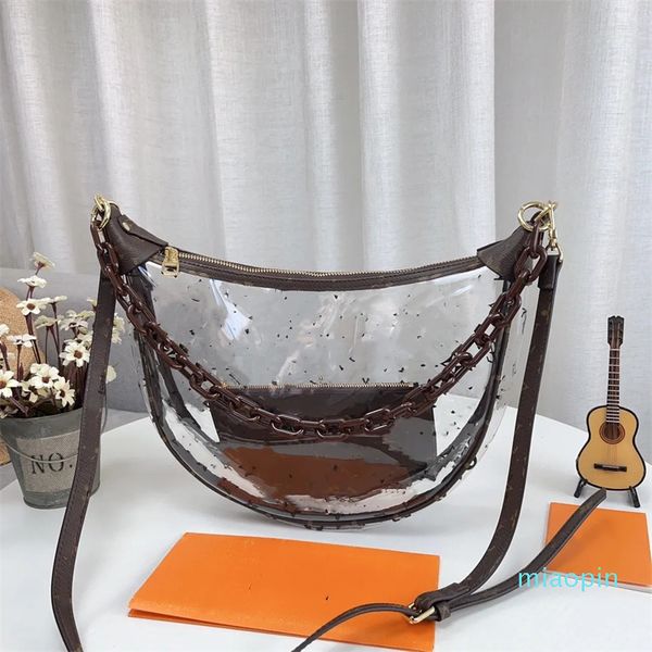 2023-Shoulder Hobo Bag Feminina Designer Handbag Croissant Chain Crossbody Bags over the moon Underarm Transparent tote bag Bolsa Tote de Grande Capacidade