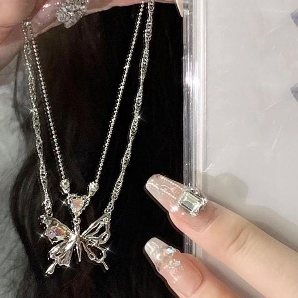 Подвесные ожерелья Kpop Goth Y2K Butterfly Choker Colabice Chain для женщин Egirl Punk Grunge воротник Эстетические украшения