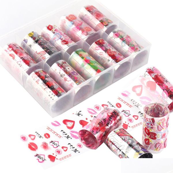 Adesivi Decalcomanie Nail Foils Fiore misto Transfer Sticker Love Letter Rose Art Summer Slide per manicure Ch1624-1 Drop Delivery Hea Dhhe3