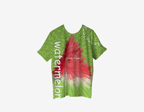 Мужские футболки летние одиночные фруктовые элемент красочный футболка 3D -печать спортивные повседневные распутные большие большие размеры.