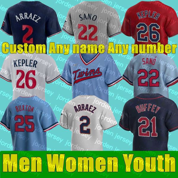 2023 Männer Frauen Jugend Baseball Trikots Carlos Correa BYRON BUXTON JORGE POLANCO JOSH DONALDSON MAX KEPLER TWINS MICHAEL PINEDA