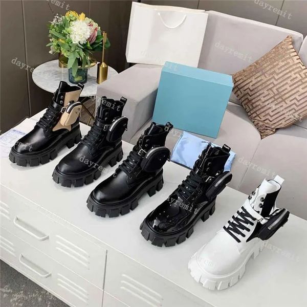 Praddas Pada Prax Prd Klassische Frauen Prad Monolith Mens Boots Rois Martin Knöchel Echtes Leder Militär Kampfmodelle Plattform Tasche Tasche Triple Cowide Motorrad Sh