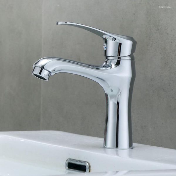 Rubinetti per lavabo da bagno Rubinetto monoforo in ottone bianco cavallo e lavabo freddo