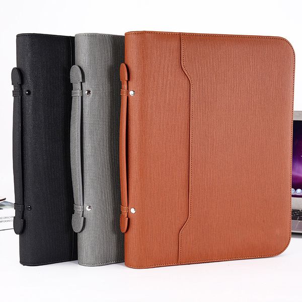 Materiali di archiviazione A4 Padfolio Cartella raccoglitore di lusso Fichario Document Organizer Holder Ring Manager Valigetta Zipper Business 230706