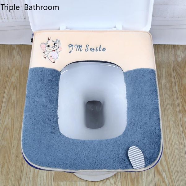 Spielzeug Cartoon niedliche Plüschquadrat -Toilettenkissen Badezimmerzubehör mit Reißverschluss wasserdichtes Haushalt Toilettenmatten waschbar