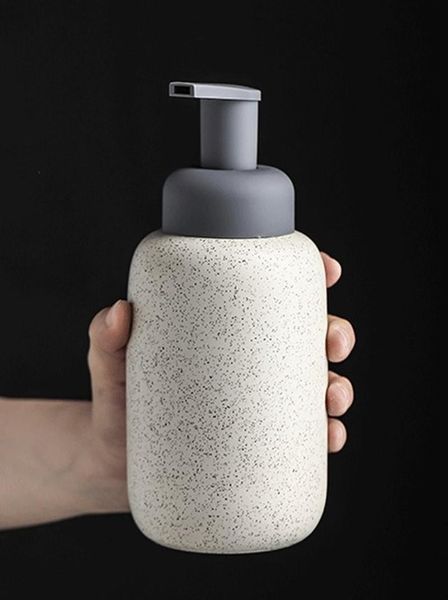 Dispenser di mousse in ceramica per bagno con numero/flacone di schiuma a pressione/dispenser di sapone a bolle/bottiglia di gel doccia in porcellana per cucina 360ml