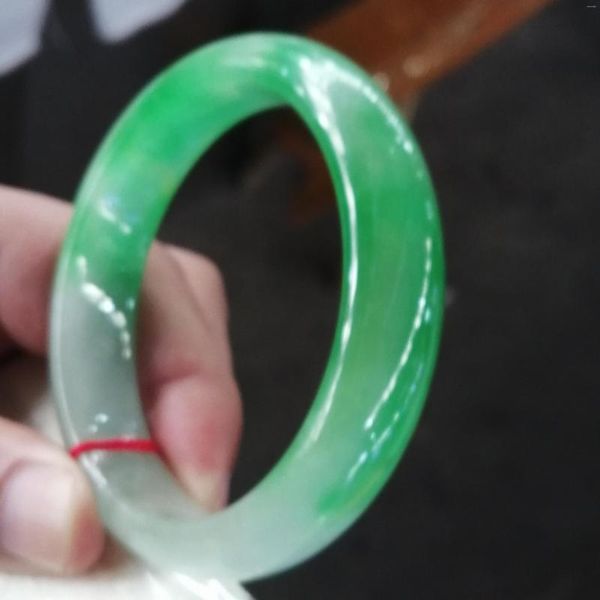 Pulseira Enviar Certificado Birmânia Verde Jade Feminino Esmeralda Joias de Cura Joias de Jadeíta Myanmar Pulseiras Amuletos da Sorte