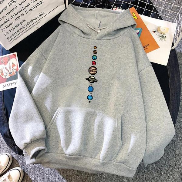 Erkek Hoodies Dokuz Gezegenler Evren Güneş Sistemi Baskı Erkekler Gevşek Cep Polar Kapüşonlu Sonbahar Sıcak Sweatshirt Moda Günlük Külot Tut