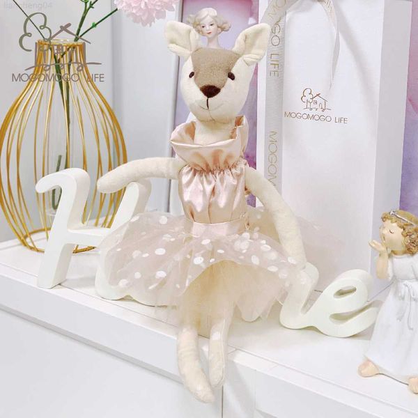 Animais de pelúcia recheados Mogo Bailarina Natal Veado Brinquedos de pelúcia em vestido Tutu Adorável Luxo Renas recheadas Boneca macia para meninas Presente de ano novo para crianças L230707