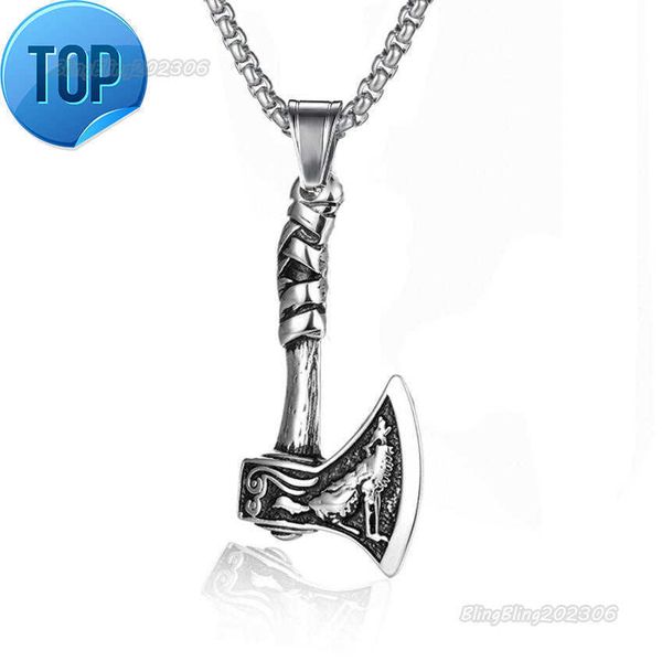 Joias de Aço Viking Celta Tomahawk Colar Masculino Personalidade Europeia e Americana Pingente de Aço de Titânio