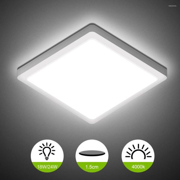 Plafoniere Lampada di illuminazione a montaggio superficiale 18W 24W Luce LED bianca naturale Quadrato arrotondato ultrasottile Moderno