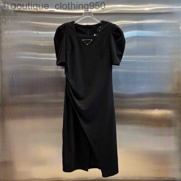 Designer-Freizeitkleider für Damen, Chaopai, kurzärmeliges Kleid, koreanische Version, hohe Taille, schmaler, einfarbiger schwarzer Rock