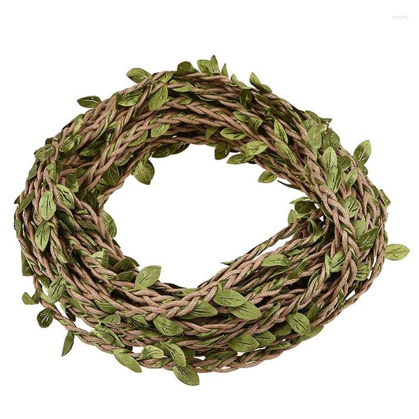 Flores decorativas 10M DIY Simulação Folhas Verdes Tecelagem Corda Rattan Buquê de Presente Embalagem Para Decoração de Aniversário de Casamento