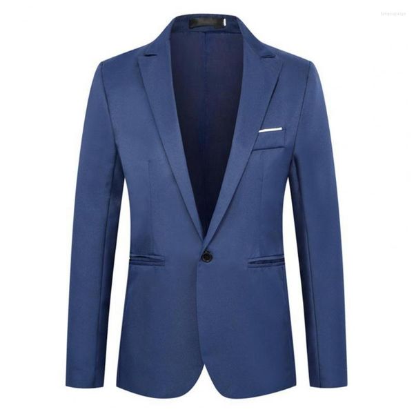 Ternos masculinos Men Jaqueta de terno casual Capela de manga longa Um botão de botão Slim Fit Blazer Color Solid Business Casat Workwear