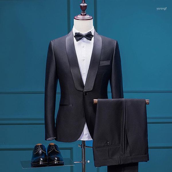 Abiti da uomo Abito da sposa di moda con pantalone smoking da sposo Groomsman Abito da uomo personalizzato Blazer Nero Uomo Autunno Capispalla