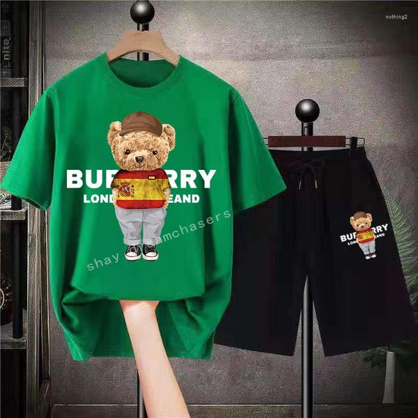 Erkeklerin izleri İspanya Bear Flag Luxury Suits T-shirt şortları retro Temel Bolgy Kısa Setler Erkek Tasarımcı Kıyafetleri Kadın Yaz Kıyafet 2023 Boyut