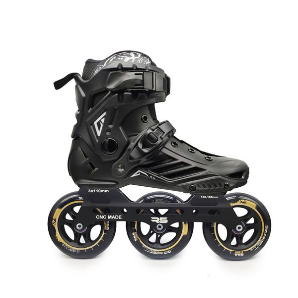 Inline-Rollschuhe, Premium-Erwachsenenschuhe mit R5 3 x 110 mm Reifen, Studenten, Jungen und Mädchen, Straße, Straßenskating, Patines, Weiß, Schwarz, 110 mm, 230706