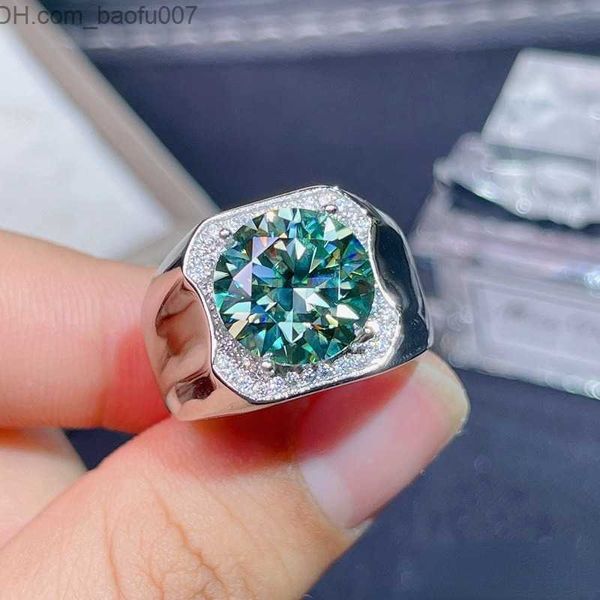 Fedi nuziali Fedi nuziali Vero anello da uomo verde 5 carati Argento 925 Bel sostituto del diamante color fuoco Può superare il test Certificato gra Z230710