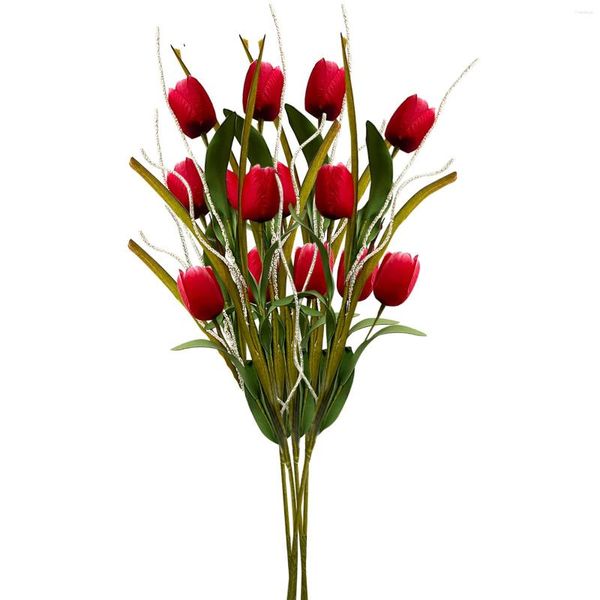 Flores decorativas 1 peça faça você mesmo tecido de seda tulipa flor artificial toque real 78 cm buquê falso decoração de festa de casamento jardim de casa