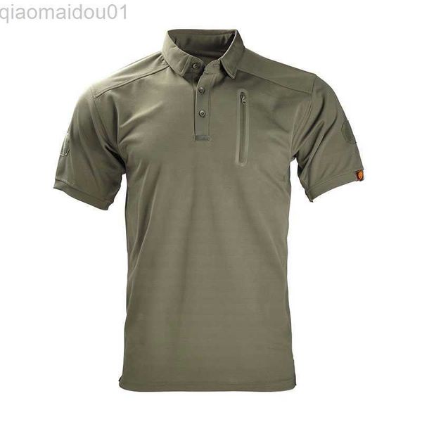 Camisetas Masculinas HAN WILD Camisa Pólo Masculina de Manga Curta Roupas Esportivas Golfe Tênis Camiseta Masculina Camuflagem Tática Camisa Militar Lapela L230707