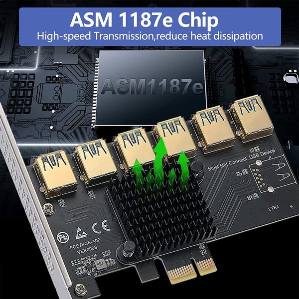 Outros Acessórios PCIe 1 a 4 Riser Card Pcie Splitter 1 a 4 PCI Riser Card 4 Risers em 1 PCI Card PCIe Multiplier Risers 1X para externo 230706