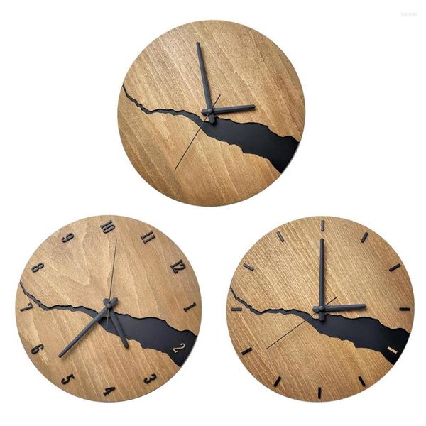 Wanduhren Kreative Holzstruktur Uhr 12 Zoll 30 Zentimeter Kreisförmig Minimalistischer Stil Mode