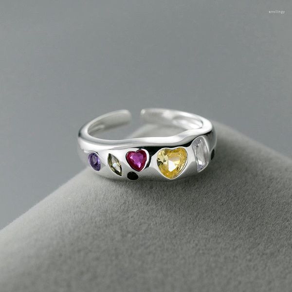 Anéis de casamento joias originais romântico amor coração brilhante cz zircão prata tailandesa anel de noivado para mulheres presentes sem desbotamento