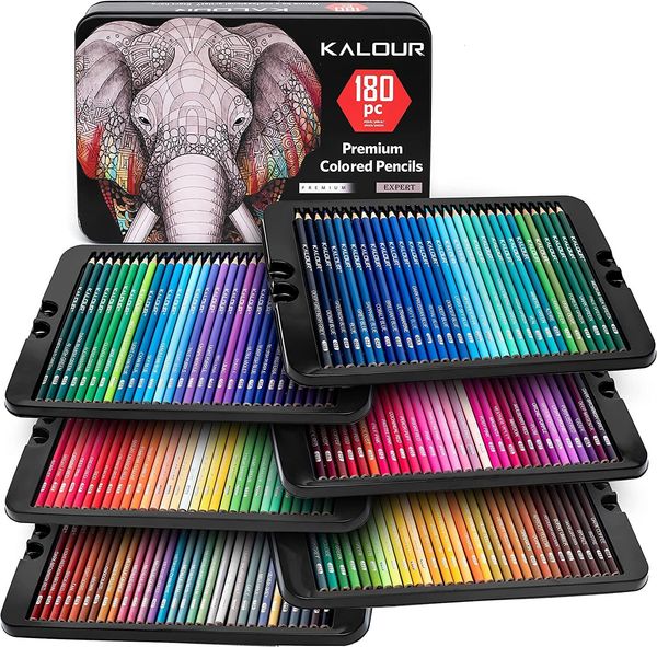 Sacos de lápis Kalour Lápis de cor 180 pçs Conjunto de arte profissional para pintura Esboço Metal oleoso Chumbo Material de escritório escolar 230706