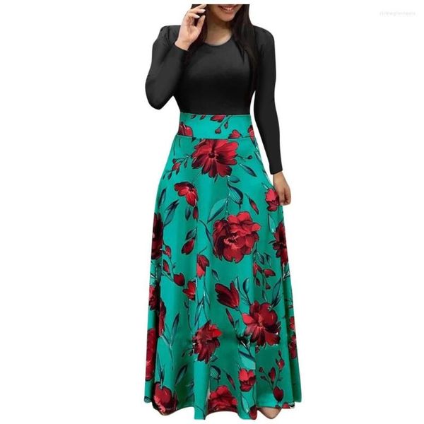 Casual Kleider Mode Frauen Langarm Floral Boho Print Kleid Damen Formelle Anlässe Lose Abend Y2k