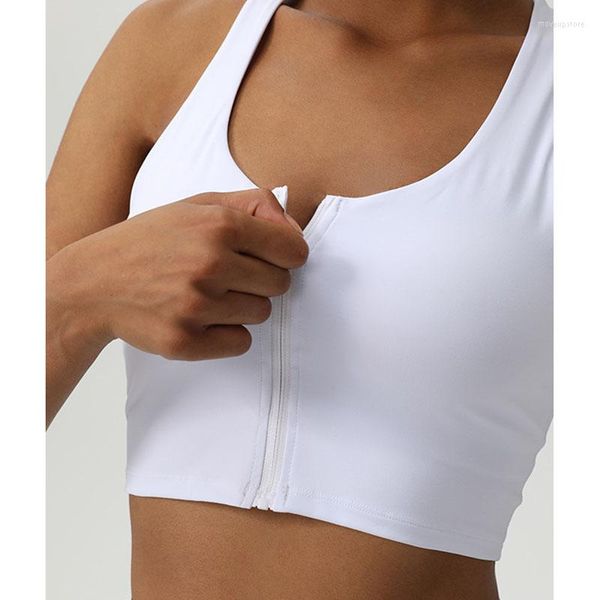 Completo da yoga Reggiseno sportivo con chiusura frontale con zip da donna Top da allenamento Reggiseni sportivi imbottiti ad alto impatto con spalle scoperte