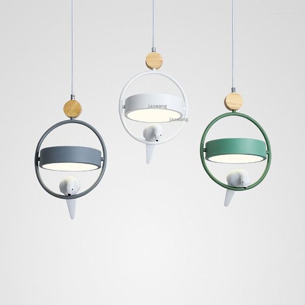 Candeeiros pendentes Design nórdico Luzes LED Resina Lâmpada de pássaro Decoração criativa para sala de jantar Iluminação Luminárias Loft Hanglamp