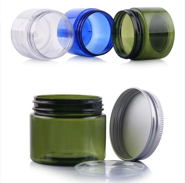 50 ml leeres Creme-Kosmetikglas mit transparentem Boden und Aluminiumdeckel, klein und tragbar