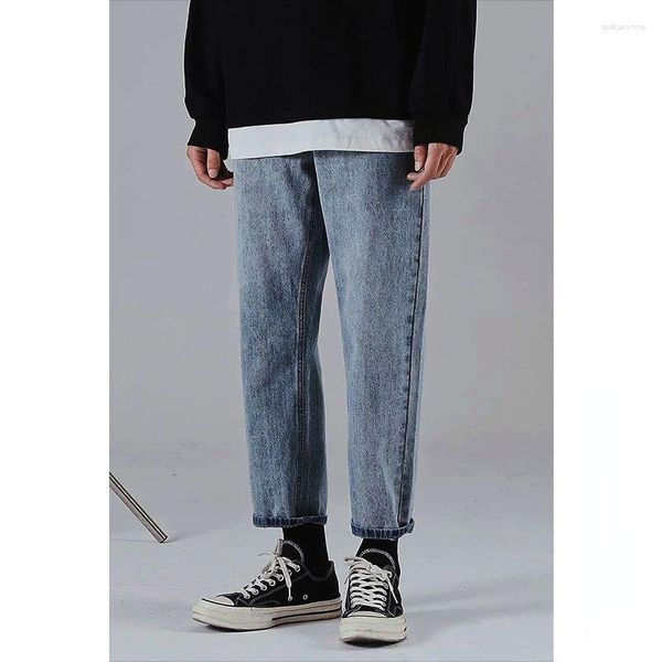 Jeans da uomo Moda Streetwear Uomo Vintage Loose Fit Baggy Pantaloni in denim dritti alla caviglia Homme Pantaloni maschili H102
