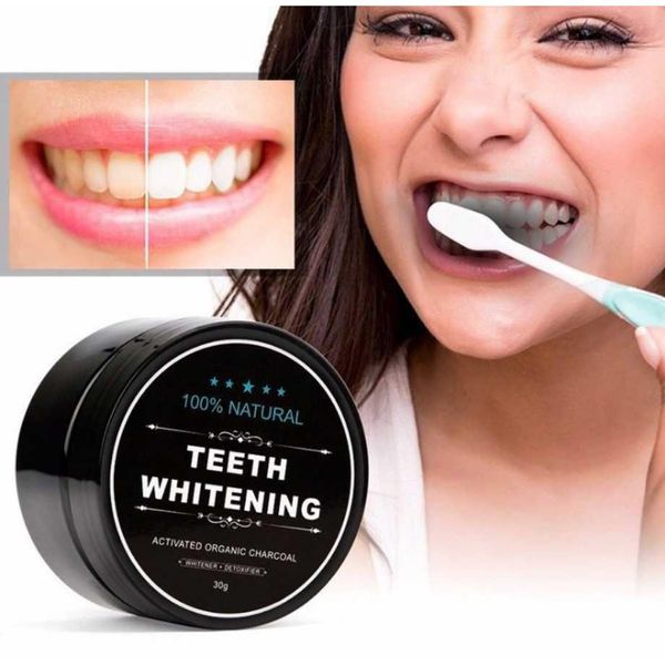 Pó Clareador Dentes Bambu Dentifrício Higiene Oral Limpeza Natural Carvão Orgânico Ativado Casca De Coco Dente Mancha Amarela 30G Dhjw1